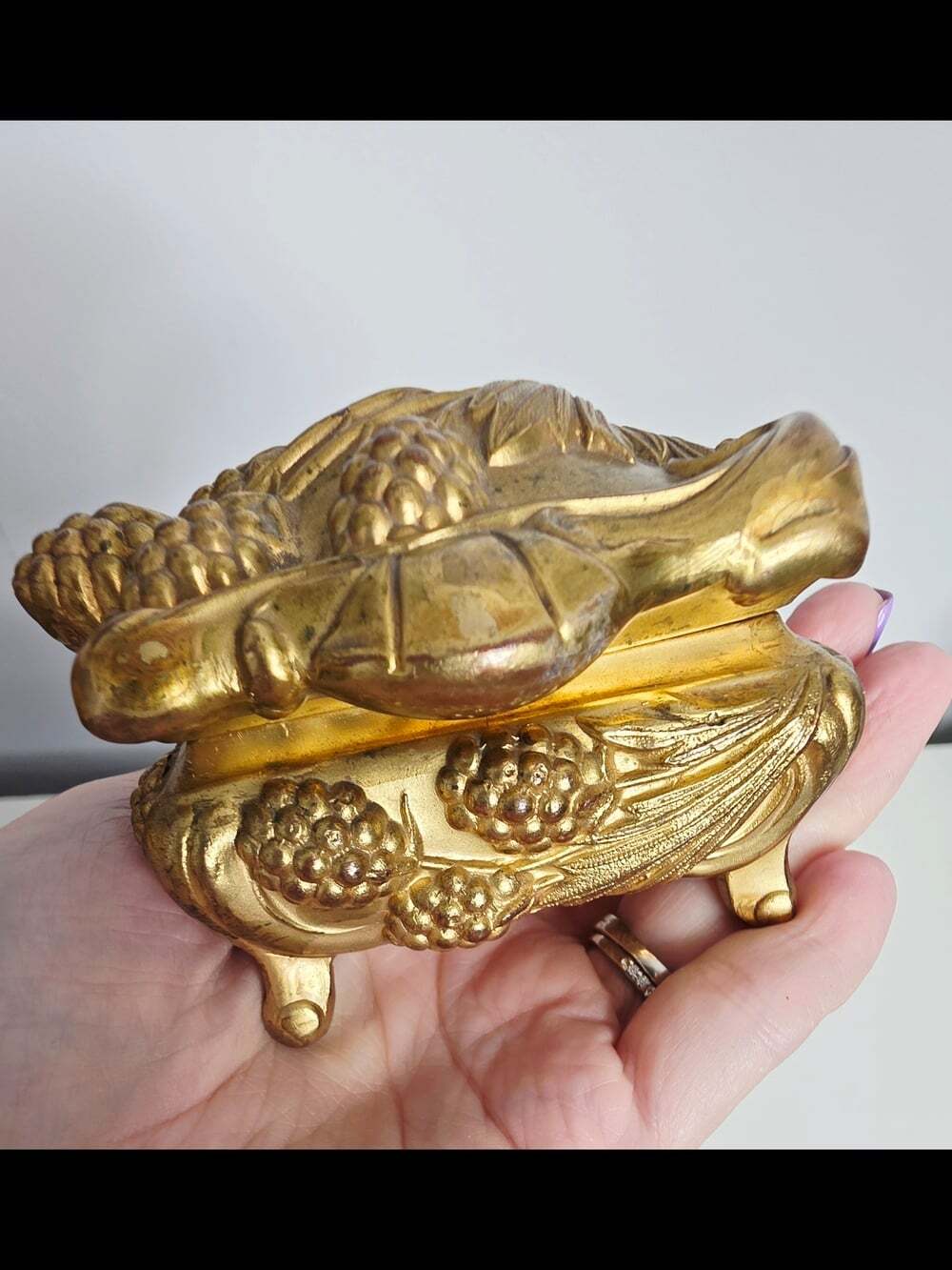 Antique 1800s Art Nouveau Ornate Gold Floral Jewellery Casket/Trinket Box - Picture 10 of 11